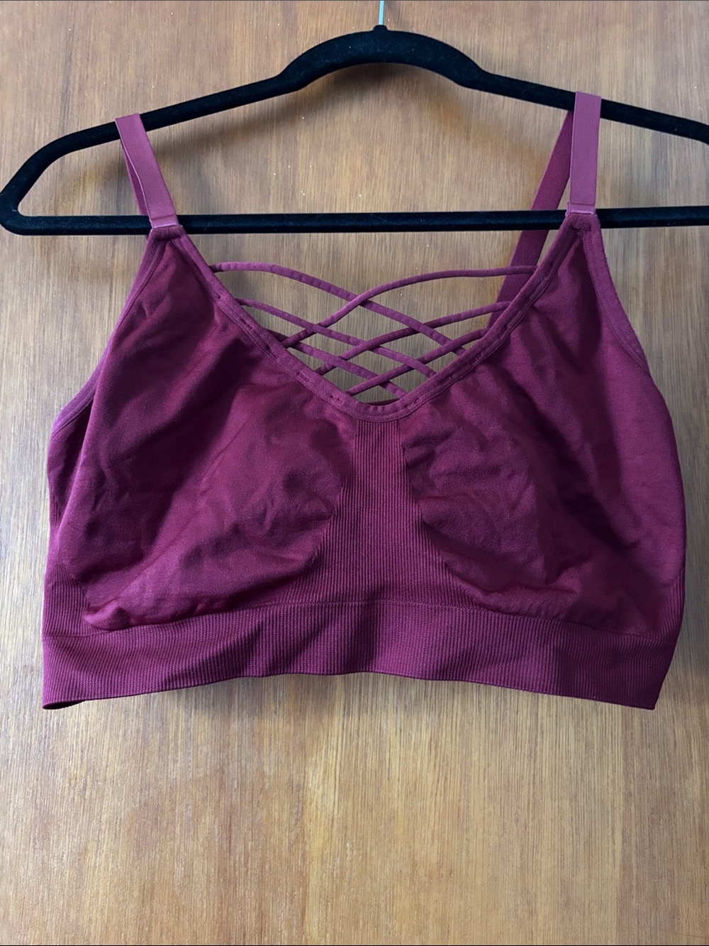 Fashion Nova Burgundy Strappy Lattice Bralette